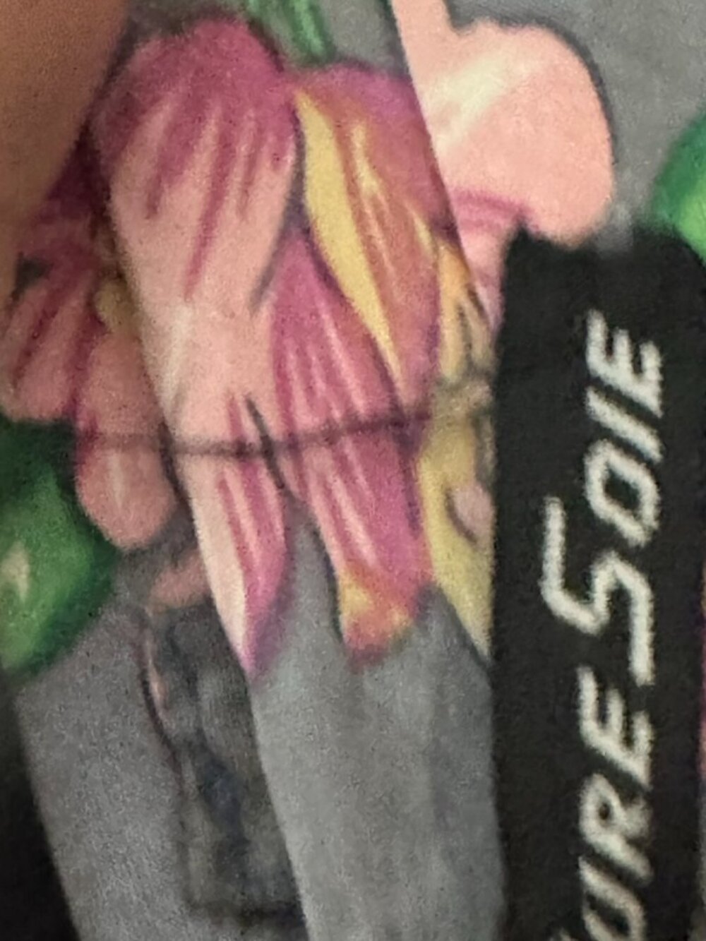 KENZO Floral Neckwear Tie Gray Pink Necktie Vintage VTG Trumpet Lilies Rare - Picture 4 of 6
